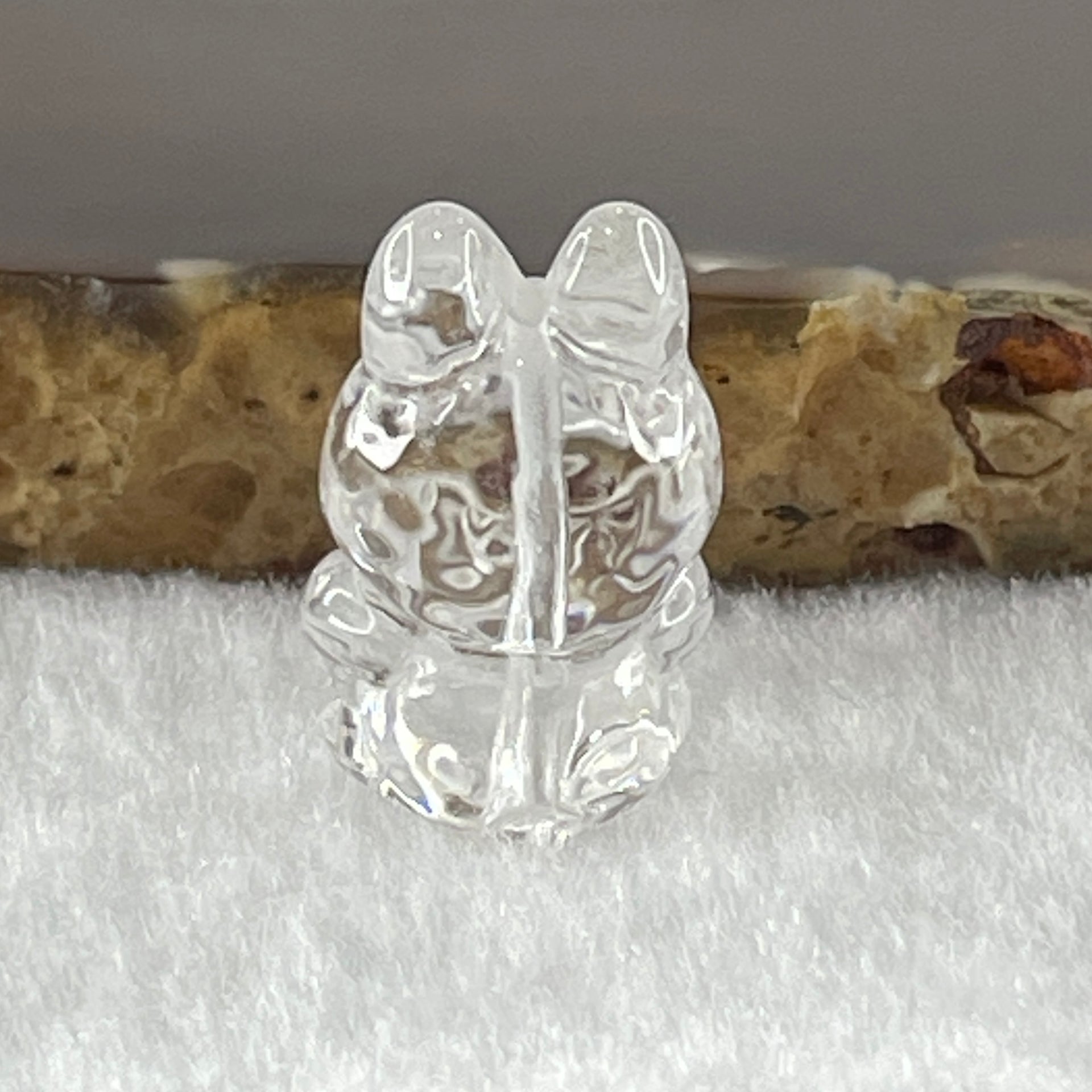 Natural Clear Quartz Labubu Charm Display 3.49g 19.2 by 12.3 by 11.1mm - Huangs Jadeite and Jewelry Pte Ltd