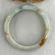 Type A Natural Light Green with Spicy Green and Brownish Patches Jadeite Bangle 55.09g Inner Diameter 57.5mm 12.7 by 9.0mm (Slight External Rough) - Huangs Jadeite and Jewelry Pte Ltd