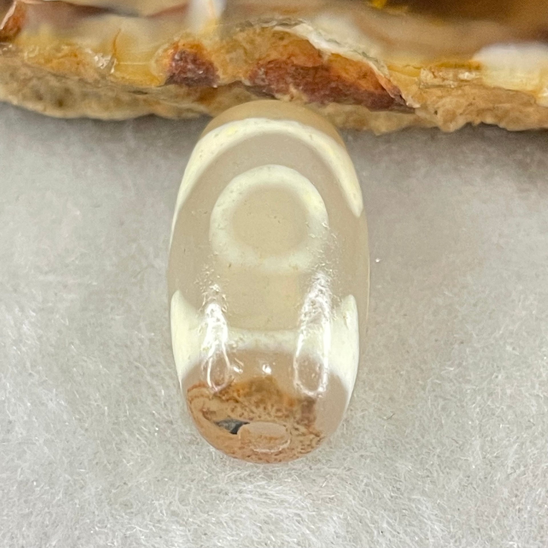 Natural Powerful Tibetan Old Oily Agate 3 Eyes Dzi Bead Heavenly Master (Tian Zhu) 三眼天诛 3.10g 19.4 by 10.4mm - Huangs Jadeite and Jewelry Pte Ltd