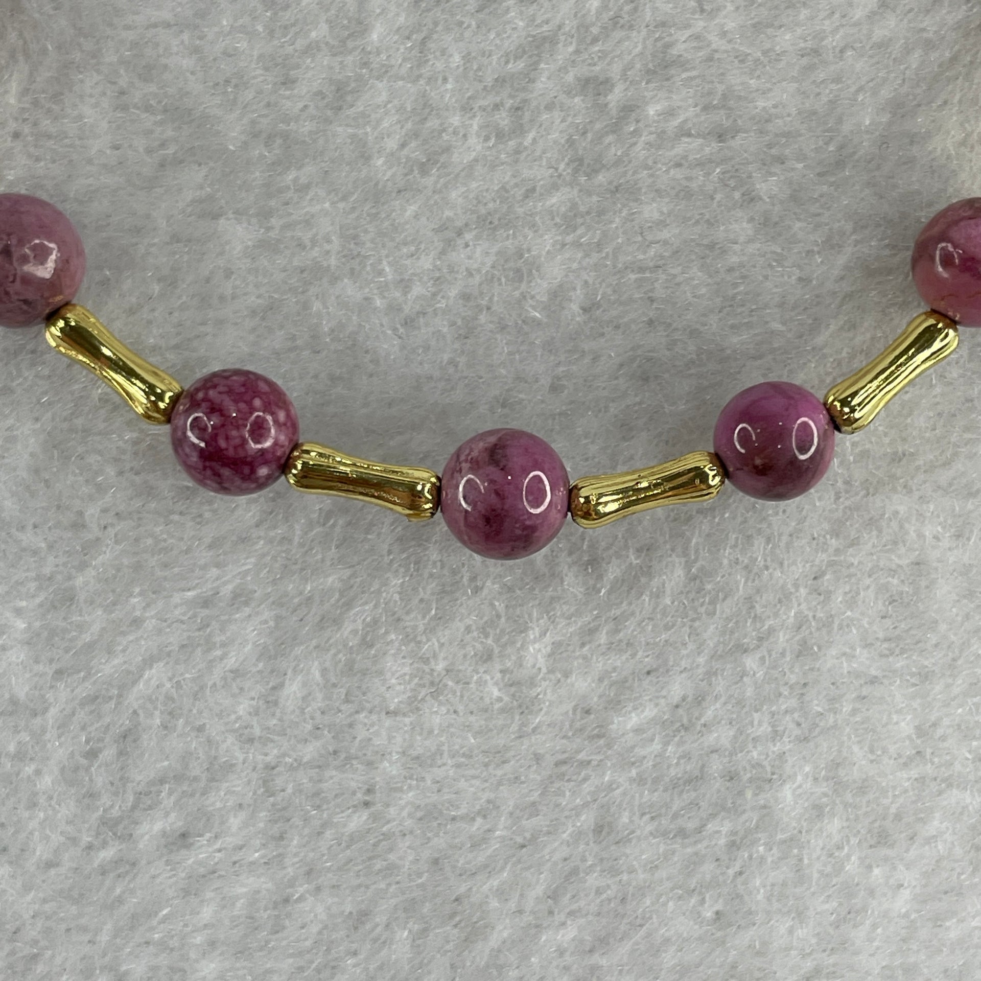 Natural Lepidolite Beads Bracelet with Charms 5.57g 15cm 6.1mm 14Beads - Huangs Jadeite and Jewelry Pte Ltd