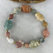 Certified Natural Alashan Agate Pink Starfish with Fish and Crab Bracelet 32.110g 16.5cm 15.1 by 17.1 by 14.6mm - Huangs Jadeite and Jewelry Pte Ltd