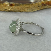 Type A Semi Icy Light Green Jadeite with Crystals in S925 Sliver Ring (Adjustable Size) 2.86g 9.3 by 7.4 by 5.0mm - Huangs Jadeite and Jewelry Pte Ltd