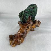 Natural Azurite with Wooden Stand Display 688.5g 180.0 by 99.6 by 120.0mm - Huangs Jadeite and Jewelry Pte Ltd