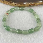 Type A Semi Icy Light Blueish Green Jadeite Beads Bracelet 19.02g 16cm 7.6 by 9.7mm 19 Beads - Huangs Jadeite and Jewelry Pte Ltd
