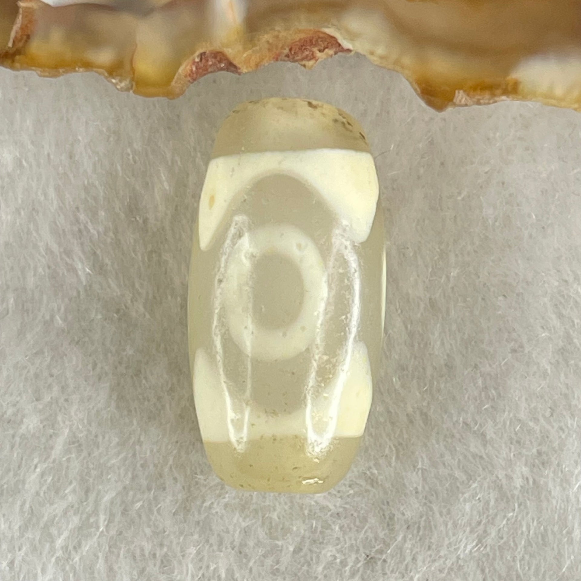 Natural Powerful Tibetan Old Oily Agate 3 Eyes Dzi Bead Heavenly Master (Tian Zhu) 三眼天诛 3.03g 20.0 by 10.3mm - Huangs Jadeite and Jewelry Pte Ltd