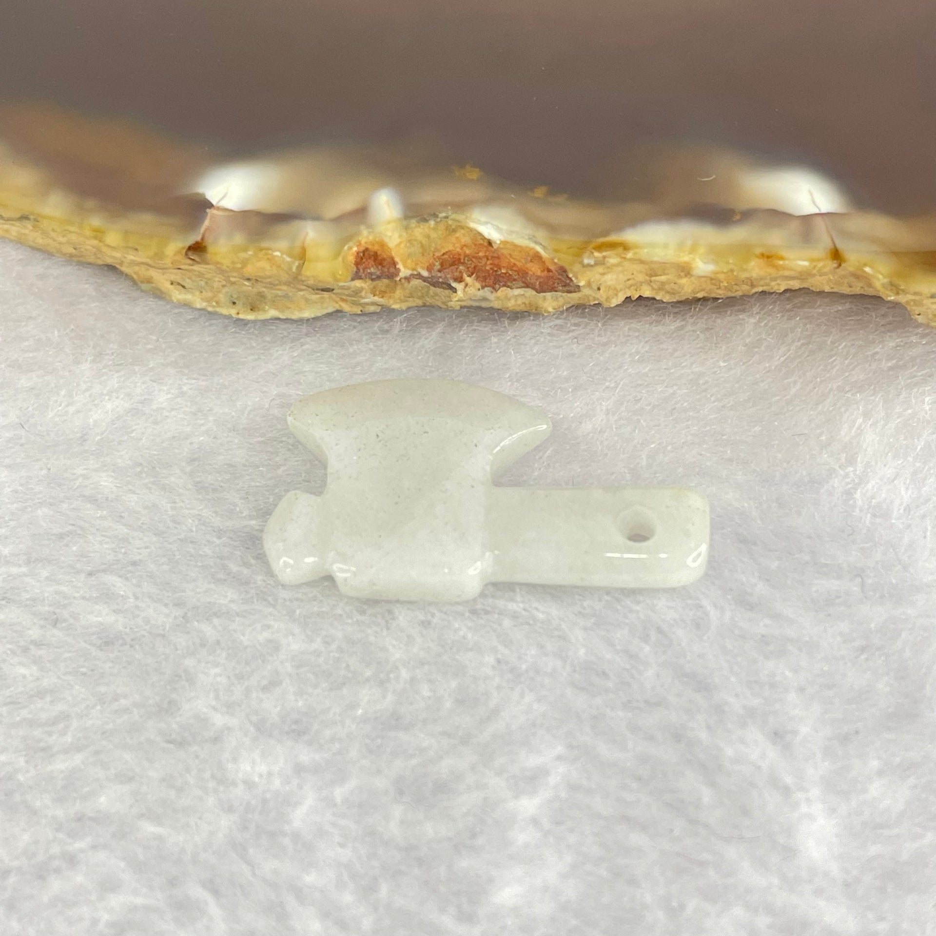 Type A faint Green Lavender Jadeite Axe 2.15g 25.1mm by 15mm by 3.2mm - Huangs Jadeite and Jewelry Pte Ltd