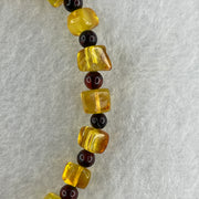 Natural Yellow Amber Square Shape with Cognac Amber Round Shape Bracelet 4.10g 16cm 6.6mm 21 Beads - Huangs Jadeite and Jewelry Pte Ltd