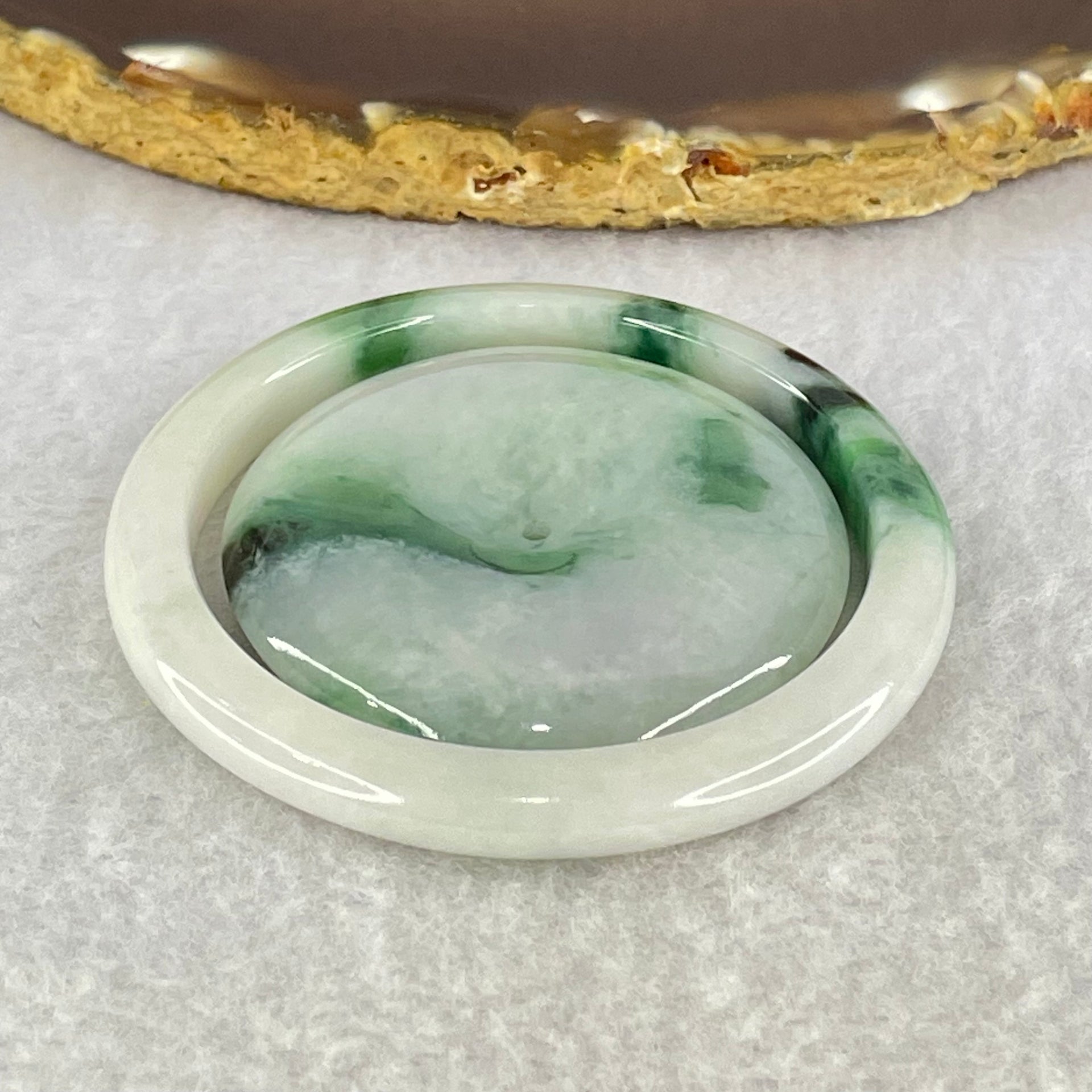 Type A Green Lavender with Green Piao Hua Baby Jadeite Bangle Inner Diameter 45.8mm and Ping An Kou Donut Set 44.52g 6.5 by 6.0mm 42.6 by 8.1mm - Huangs Jadeite and Jewelry Pte Ltd