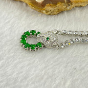 Type A Icy Green Omphasite Jadeite Panther with Crystals in S925 Crystals Necklace 13.38g 3.3 by 1.5mm 8pcs - Huangs Jadeite and Jewelry Pte Ltd