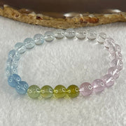 Very Very High Grade Transparent Natural Morganite Beryl Beads Bracelet 13.18g 15.5cm 7.4mm 26 Beads - Huangs Jadeite and Jewelry Pte Ltd