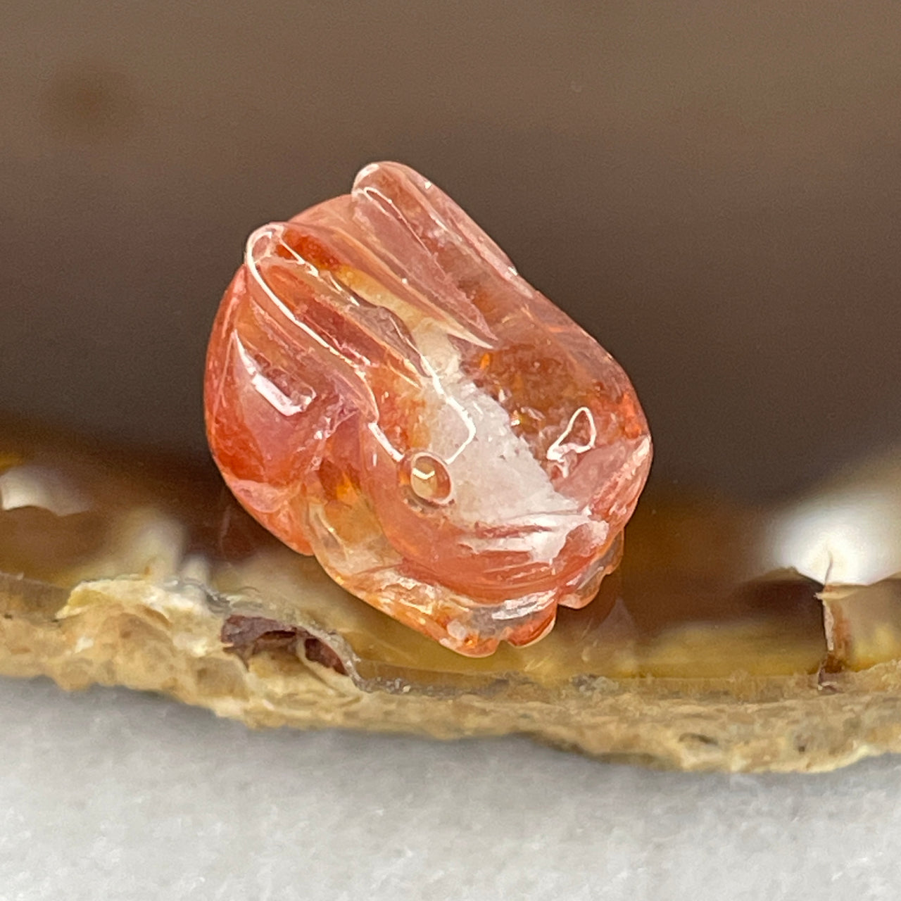 Good Grade Natural Ferruginous Quartz Rabbit Charm 2.72g 15.2 by 11.3 by 10.3mm - Huangs Jadeite and Jewelry Pte Ltd