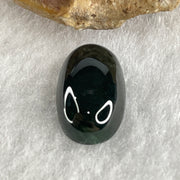 Type A Translucent Black Omphacite Jadeite Round Cabouchon Stone For Setting 1.26g 14.5 by 8.8 by 4.9mm - Huangs Jadeite and Jewelry Pte Ltd