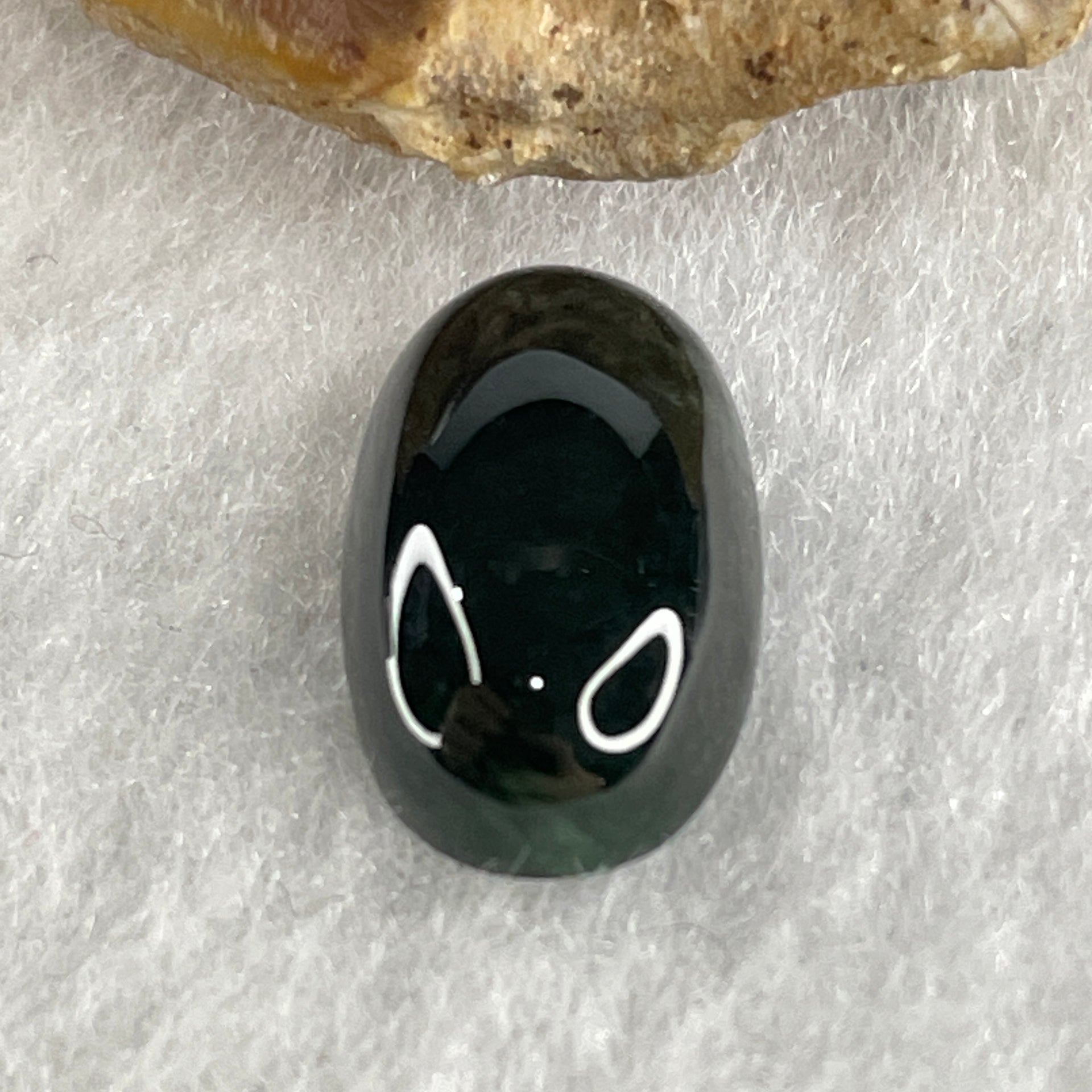 Type A Translucent Black Omphacite Jadeite Round Cabouchon Stone For Setting 1.26g 14.5 by 8.8 by 4.9mm - Huangs Jadeite and Jewelry Pte Ltd