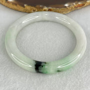 Type A Green with Moss Green Patches Jadeite Bangle Internal Diameter 55.0mm 46.39g 9.4 by 9.6mm (Internal Lines) - Huangs Jadeite and Jewelry Pte Ltd