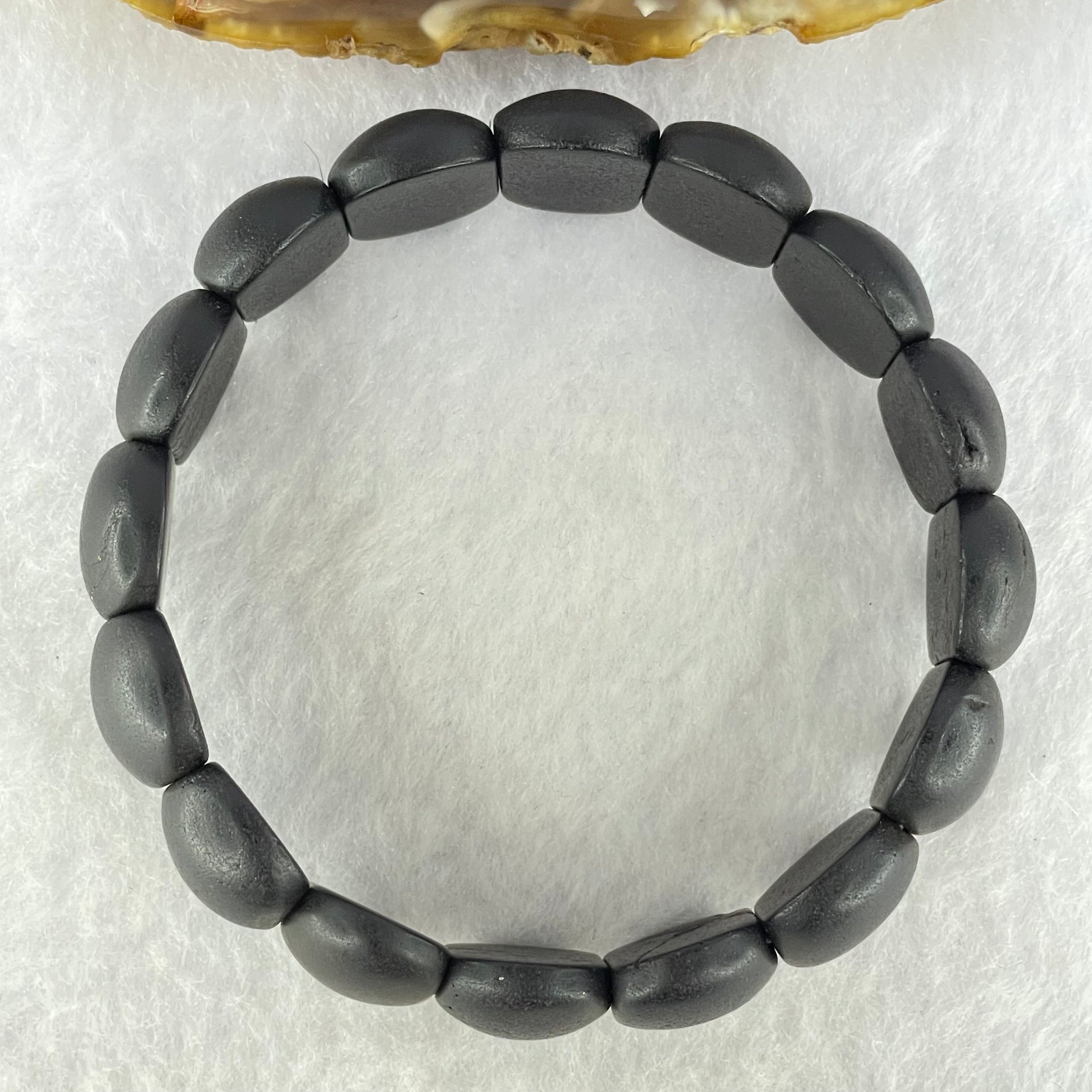 Natural Dark Matt Black Red Amber Beads Bracelet 天然大黑天翁琥珀手链 18.63g 18cm 20.2 by 13.1 by 6.8mm 16pcs - Huangs Jadeite and Jewelry Pte Ltd