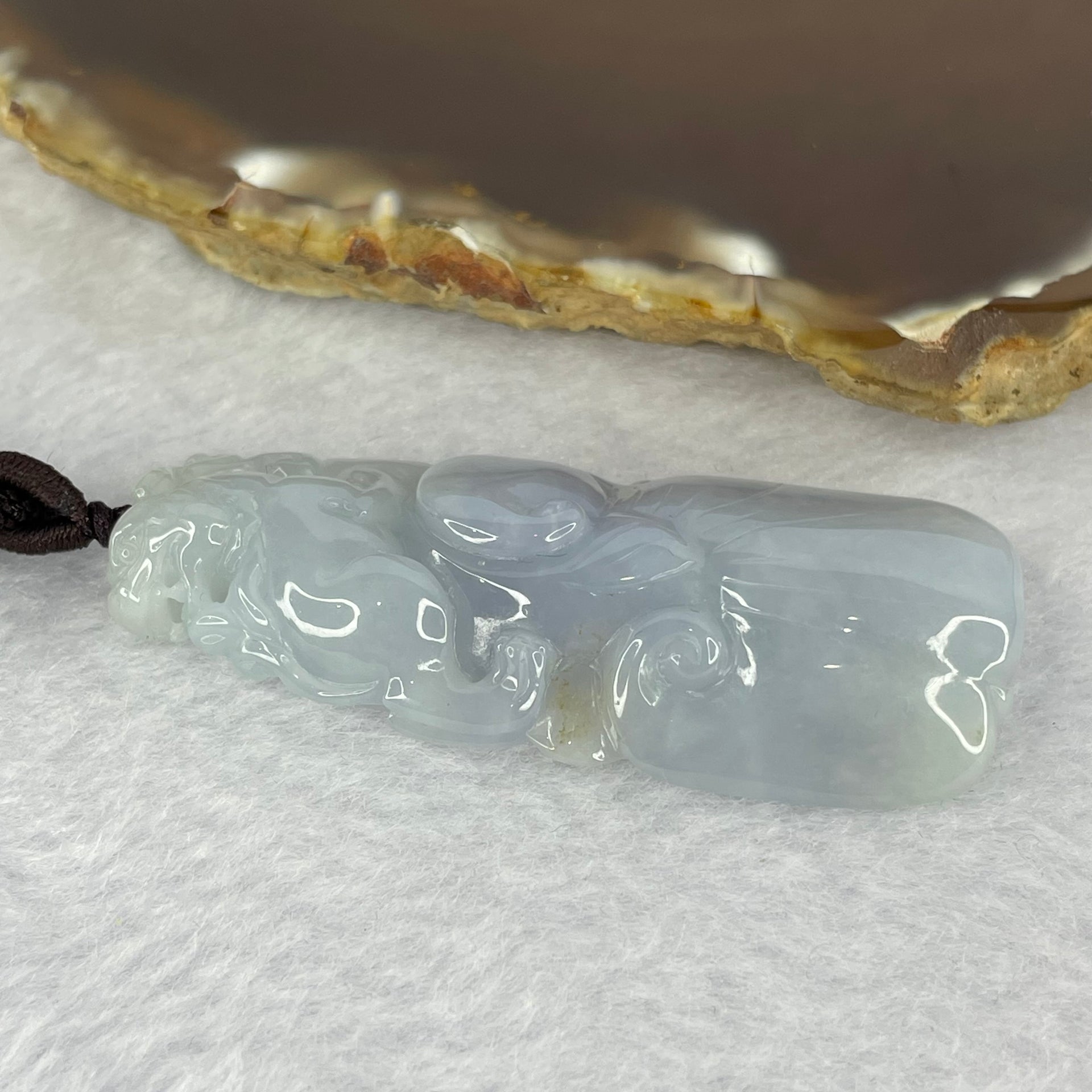 Certified Type A Intense Lavender Jadeite Pixiu on Ruyi Pendent 22.23g 55.6 by 22.8 by 9.5 mm - Huangs Jadeite and Jewelry Pte Ltd