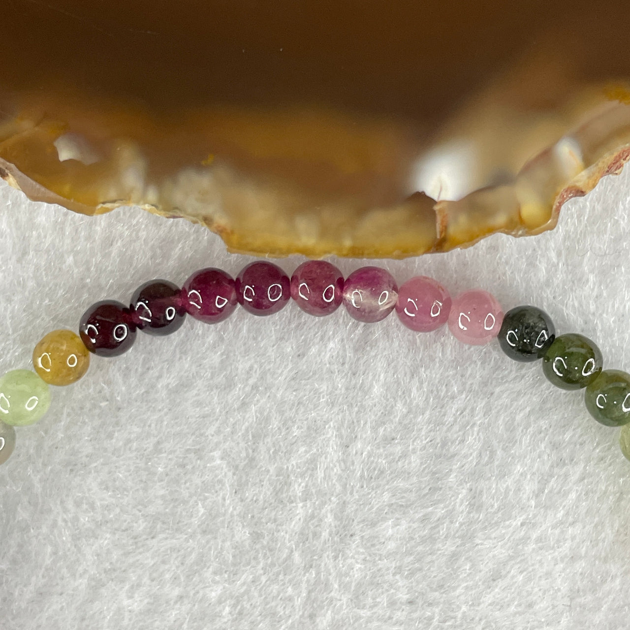 Natural Rainbow Tourmaline Beads Bracelet 5.53g 15.5cm 4.5mm 43 Beads