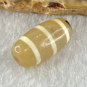 Natural Powerful Tibetan Old Oily Agate 3-Lines Dzi Bead Heavenly Master (Tian Zhu) 三行天诛 2.57g 18.8 by 9.6mm - Huangs Jadeite and Jewelry Pte Ltd