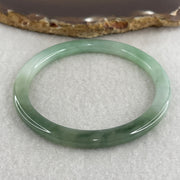 Natural Type A Light Green with Blueish Green Jadeite Flat Ding Dang Bangle 19.59g Inner Diameter 55.2mm 5.1 by 6.9mm (Perfect) - Huangs Jadeite and Jewelry Pte Ltd