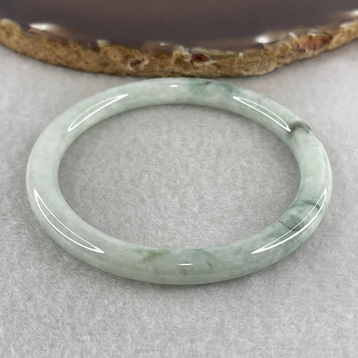 Natural Type A Light Green and Green Piao Hua Jadeite Full Round Ding Dang Bangle 22.98g Inner Diameter 54.0mm 6.5 by 7.0mm (Slight Internal Line) - Huangs Jadeite and Jewelry Pte Ltd