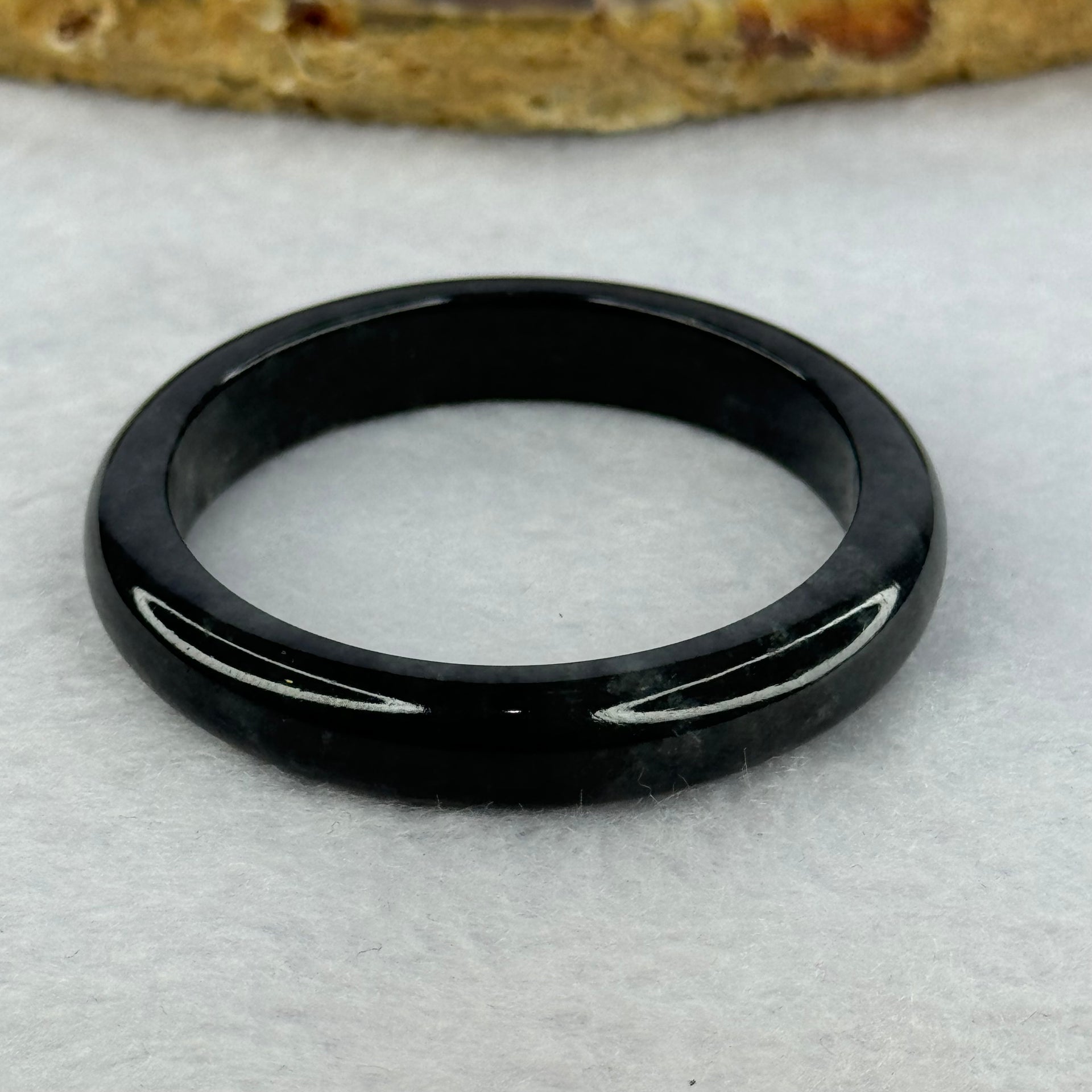 Type A Highly Translucent Black Grey Wuji Jadeite Baby Bangle 13.17g Internal Diameter 36.4mm 7.3 by 5.2mm - Huangs Jadeite and Jewelry Pte Ltd