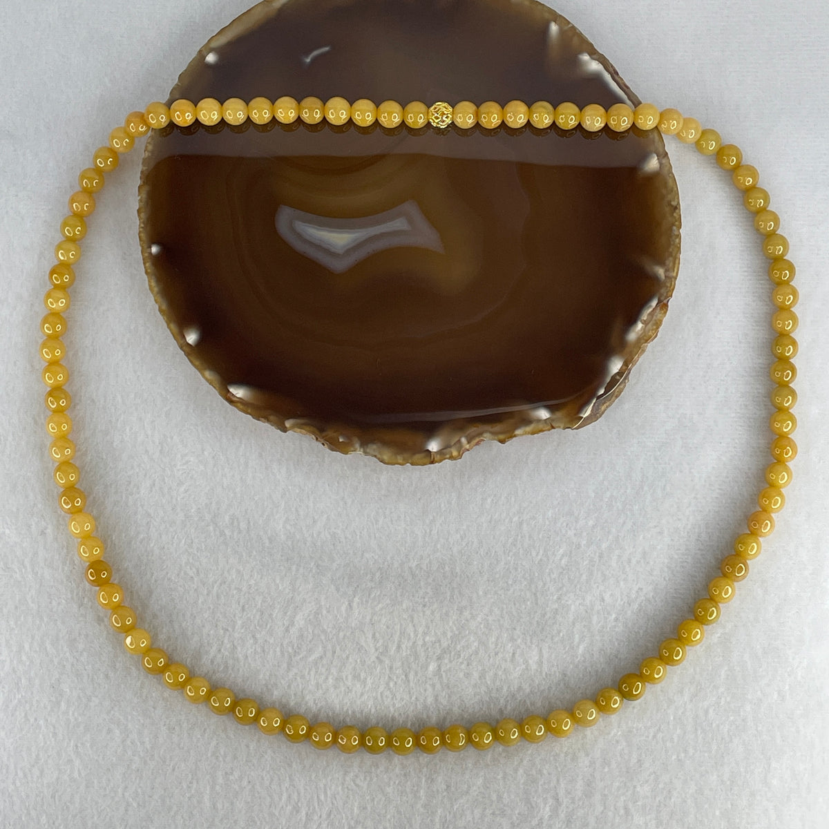 Certified Natural Type A Yellow Jadeite Beads Necklace | 7.9mm Wealth Attraction & Royal Abundance (72.58g | 88 Beads | 64cm)