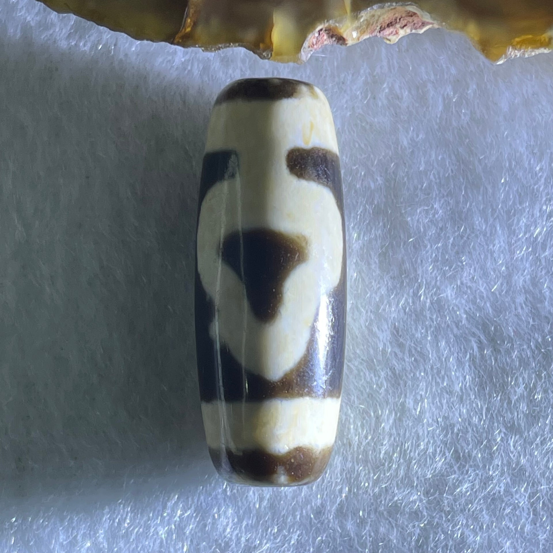 Natural Powerful Tibetan Old Oily Double Bodhi Tree Dzi Bead Heavenly Master (Tian Zhu) 菩提树天珠 5.06g 28.6 by 10.8mm - Huangs Jadeite and Jewelry Pte Ltd