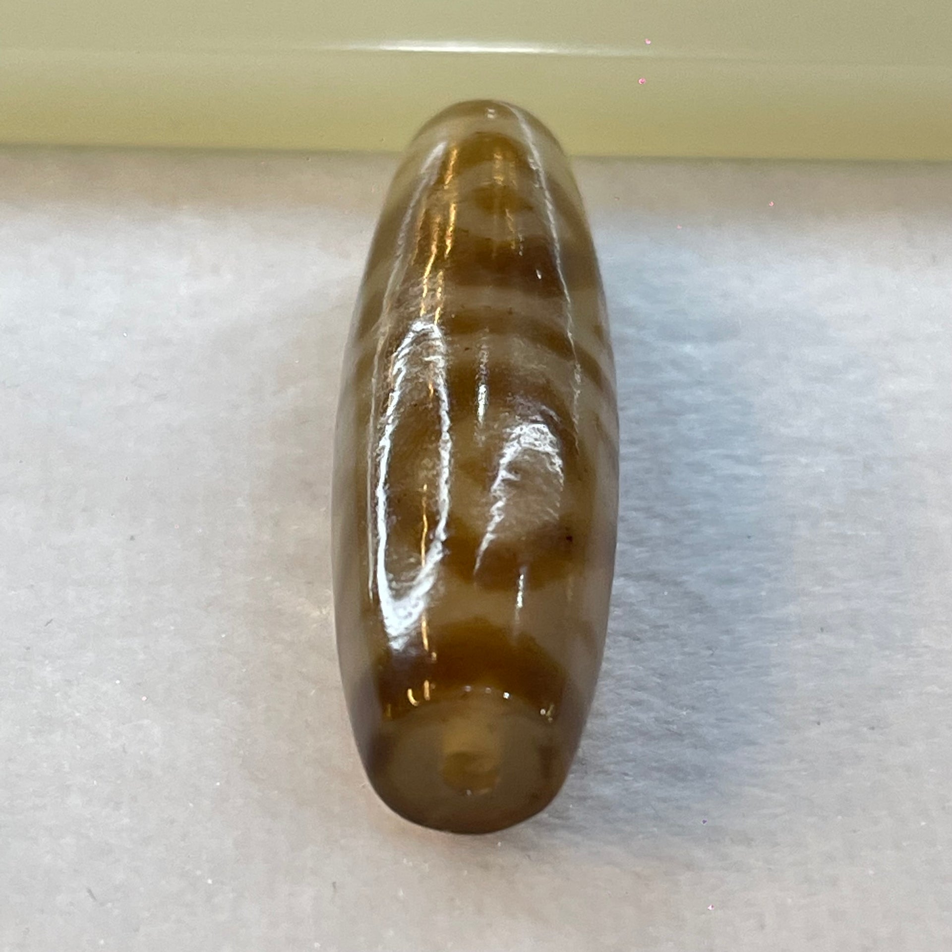 Natural Powerful Tibetan Old Oily Agate 6 Eye Vajra Dzi Bead Heavenly Master (Tian Zhu) 六眼金刚杵天诛 15.82g 49.0 by 14.5mm - Huangs Jadeite and Jewelry Pte Ltd