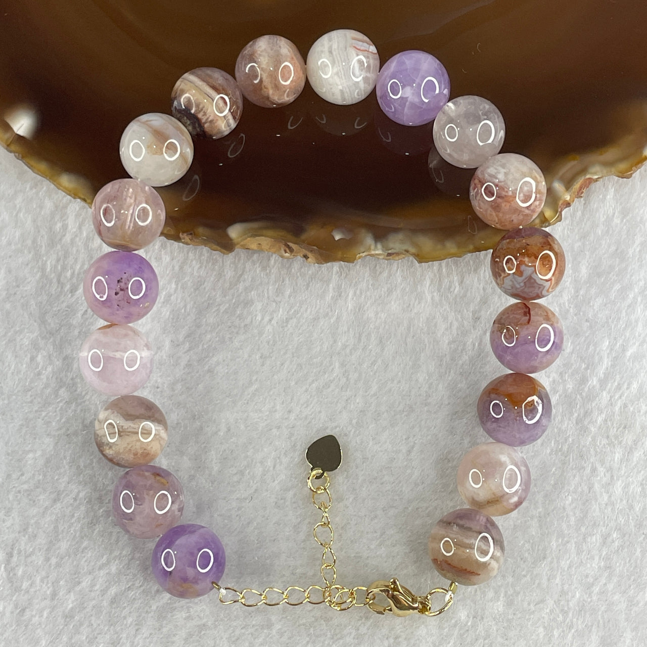 Natural Dreamy Amethyst Beads Bracelet 35.09g 17cm 11.3mm 18Beads