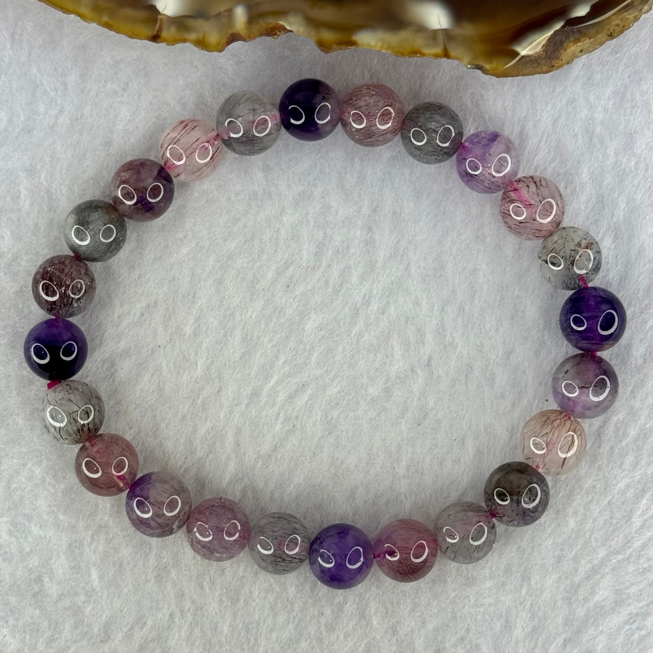 Natural Super 7 Beads Bracelet 18.03g 16cm 8.4mm 24 Beads - Huangs Jadeite and Jewelry Pte Ltd