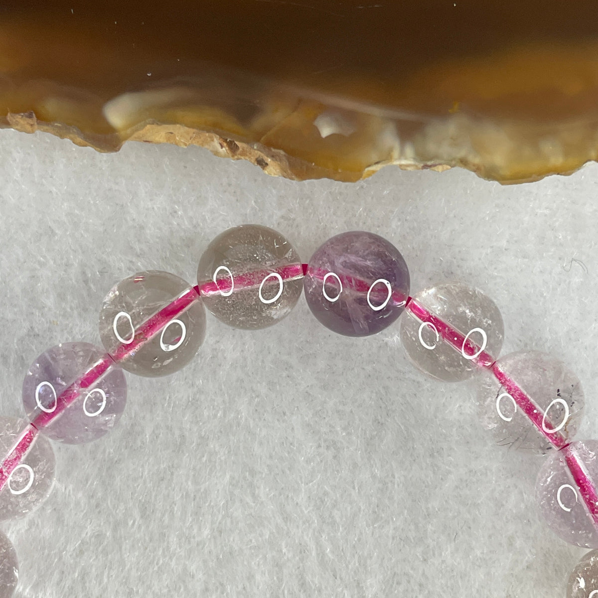 Certified Entry-Grade Natural Super 7 Crystal Beads Bracelet | Classic Rounded Spiritual Strand | Authentic Sacred Seven Multi-Mineral Inclusions Quartz Spiritual Catalyst & Auric Shield Bracelet (19.67g | 15.5cm Length | 8.8mm | 22 Beads)