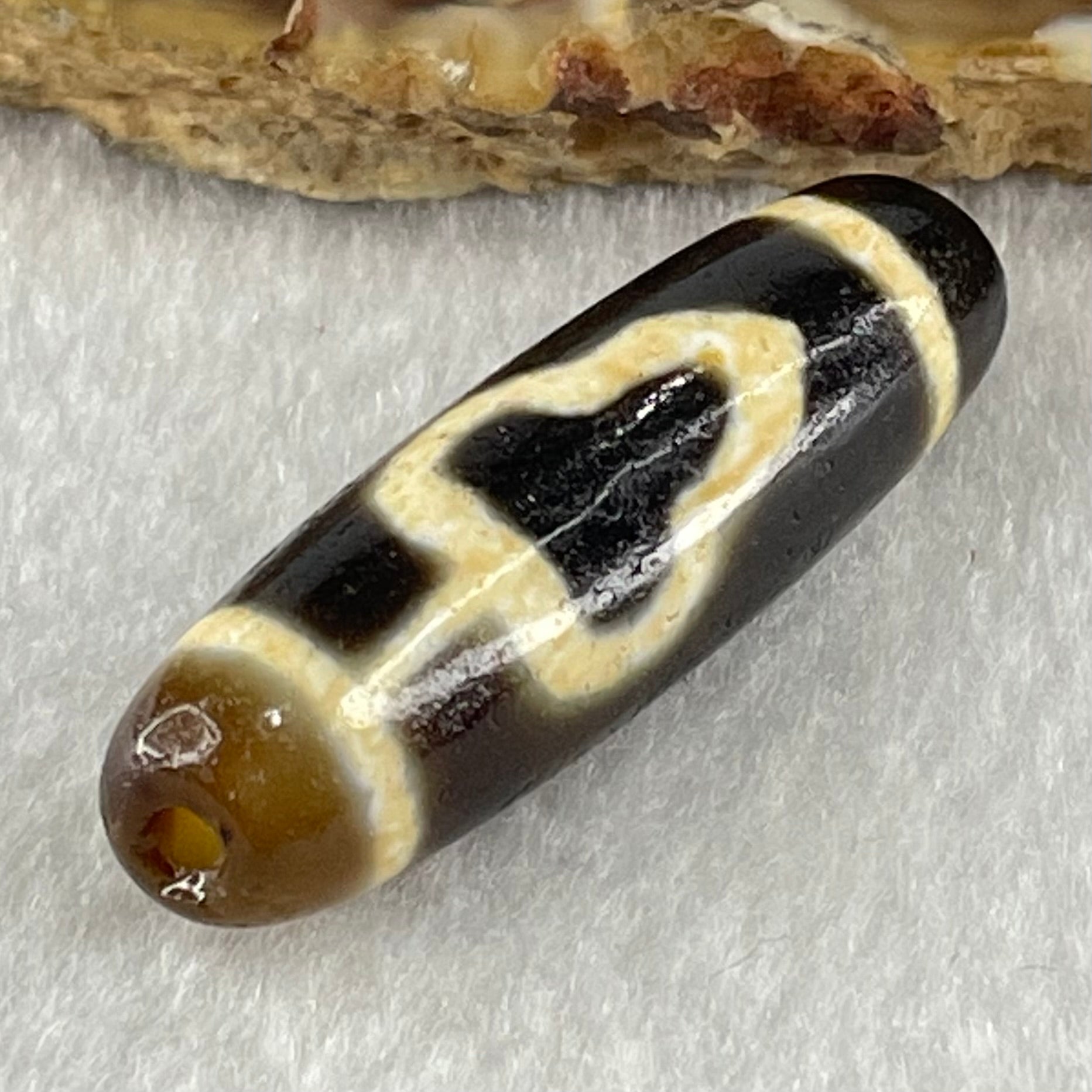 Natural Powerful Tibetan Old Oily Agate Double Bodhi Tree Bead Heavenly Master (Tian Zhu) 7.18g 37.7 by 11.3mm - Huangs Jadeite and Jewelry Pte Ltd
