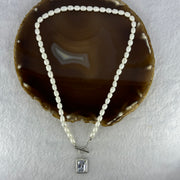 Natural White Pearl With Crystals Necklace 20.85g 40cm 5.6mm 56 Beads - Huangs Jadeite and Jewelry Pte Ltd