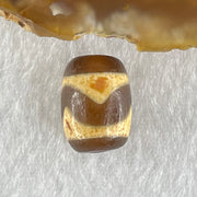 Natural Powerful Tibetan Old Oily Dark Brown Yellow Agate Tiger Tooth Daluo Dzi Bead Heavenly Master (Tian Zhu) 2.50g 14.4 by 10.6mm - Huangs Jadeite and Jewelry Pte Ltd