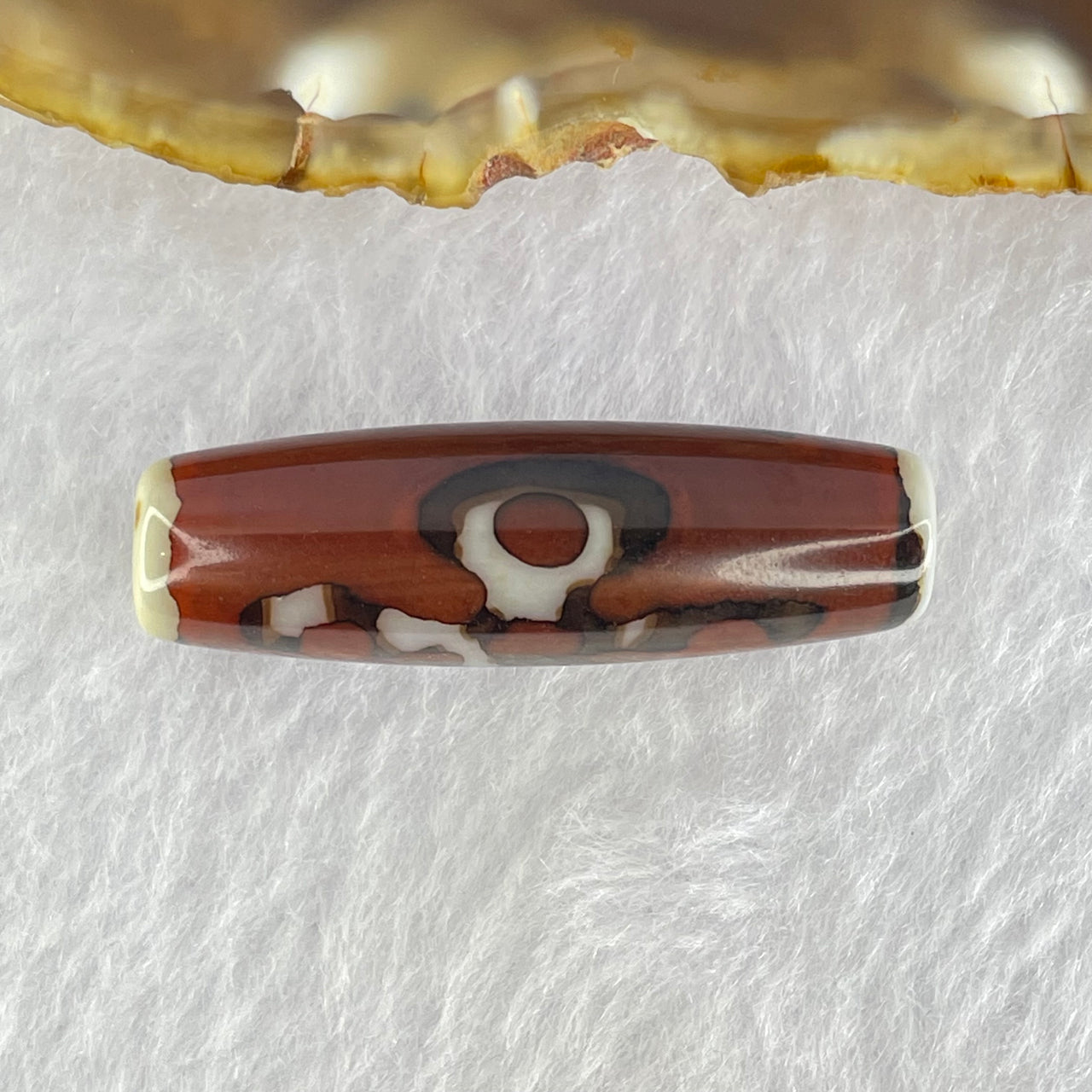 Natural Powerful Tibetan Old Oily Agate 5 Eyes Lightning Dzi Bead Heavenly Master (Tian Zhu) 五眼闪电天珠 8.47g 38.0 by 11.9mm - Huangs Jadeite and Jewelry Pte Ltd