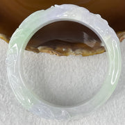 Type A Lavender and Green Jadeite Prosperity Flower Bangle 64.58g Internal Diameter 54.7mm 14.7 by 9.6mm (Internal Lines) - Huangs Jadeite and Jewelry Pte Ltd