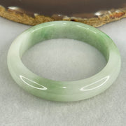 Type A Light Green with Green Patches Jadeite Bangle Internal Diameter 53.8mm 50.57g 12.3 by 7.9mm (Internal Lines) - Huangs Jadeite and Jewelry Pte Ltd