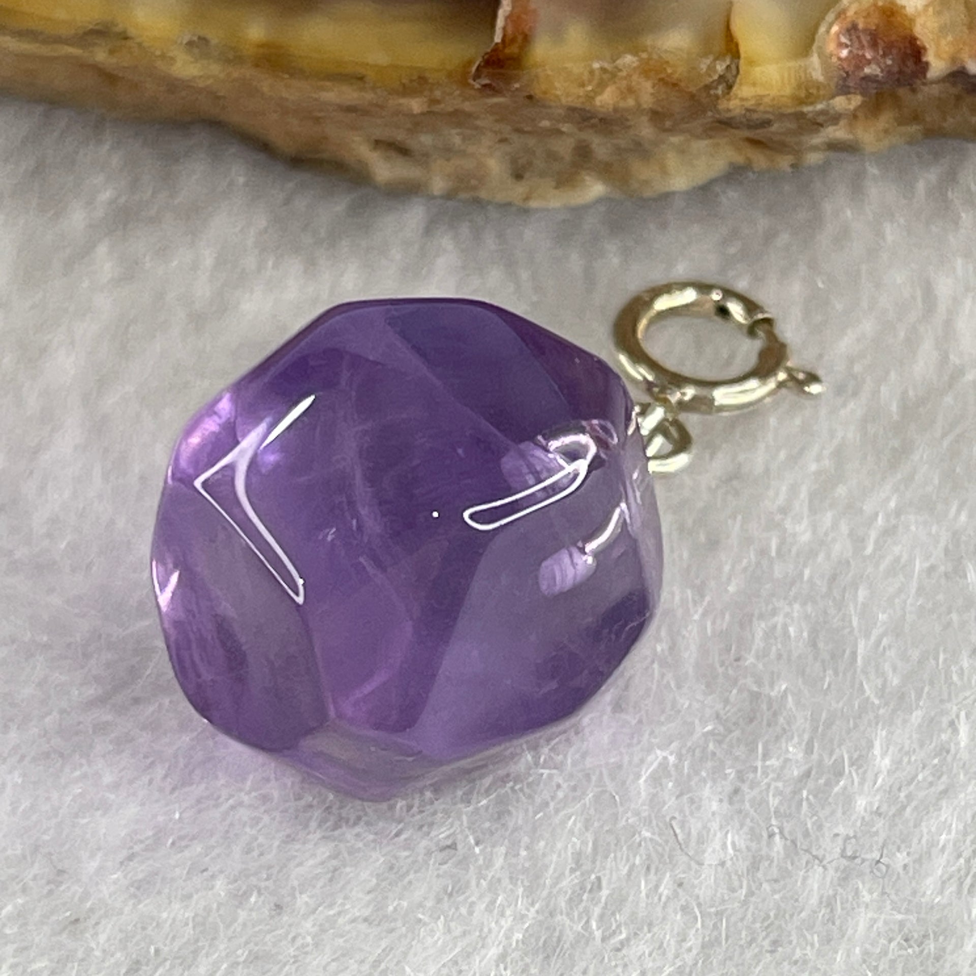 Natural Amethyst Pebble Pendant 2.92g 13.2 by 12.5mm - Huangs Jadeite and Jewelry Pte Ltd