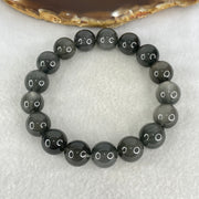 Good Grade Natural Grey Rabbit Hair Rutilated Quartz Beads Bracelet 47.04g 18cm 12.8mm 17 Beads - Huangs Jadeite and Jewelry Pte Ltd