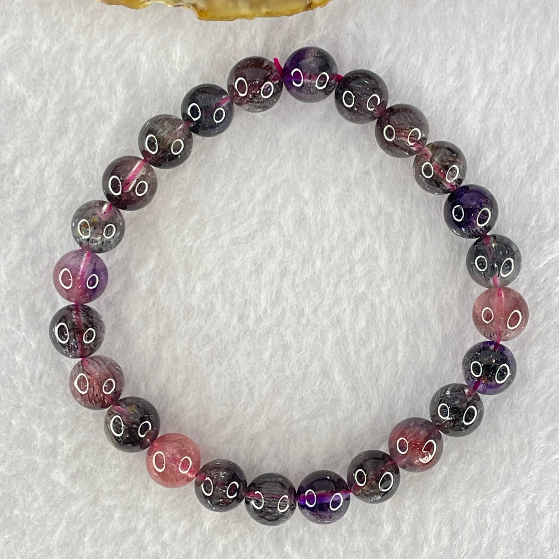 Good Grade Blackcurrant Super 7 Beads Bracelet 18.43g 16.5cm 8.4mm 24 Beads - Huangs Jadeite and Jewelry Pte Ltd