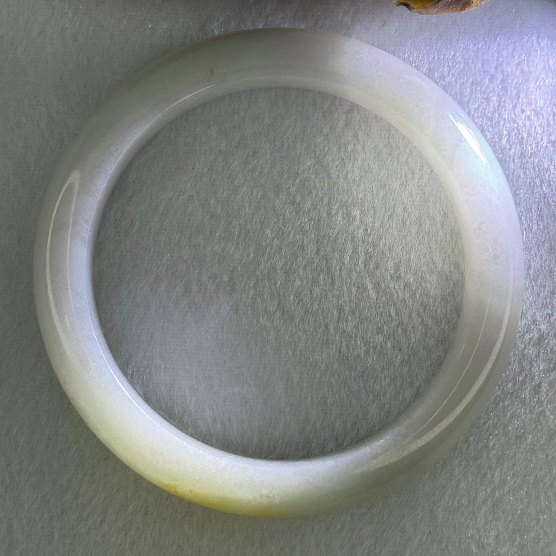 Type A Faint Lavender and Faint Green with Yellow Patches Jadeite Bangle Internal Diameter 58.2mm 67.56g 13.3 by 9.0mm (Internal Line) - Huangs Jadeite and Jewelry Pte Ltd