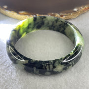 Natural Type A Wuji Black with Yellowish Green Jadeite Bangle | (56.38g | 55.1mm ID | 16.0 x 7.8mm | Close to Perfect | Yin-Yang Harmony & Sovereign Wealth Anchor, Feng Shui Protection & Statement Bangle) - Huangs Jadeite and Jewelry Pte Ltd