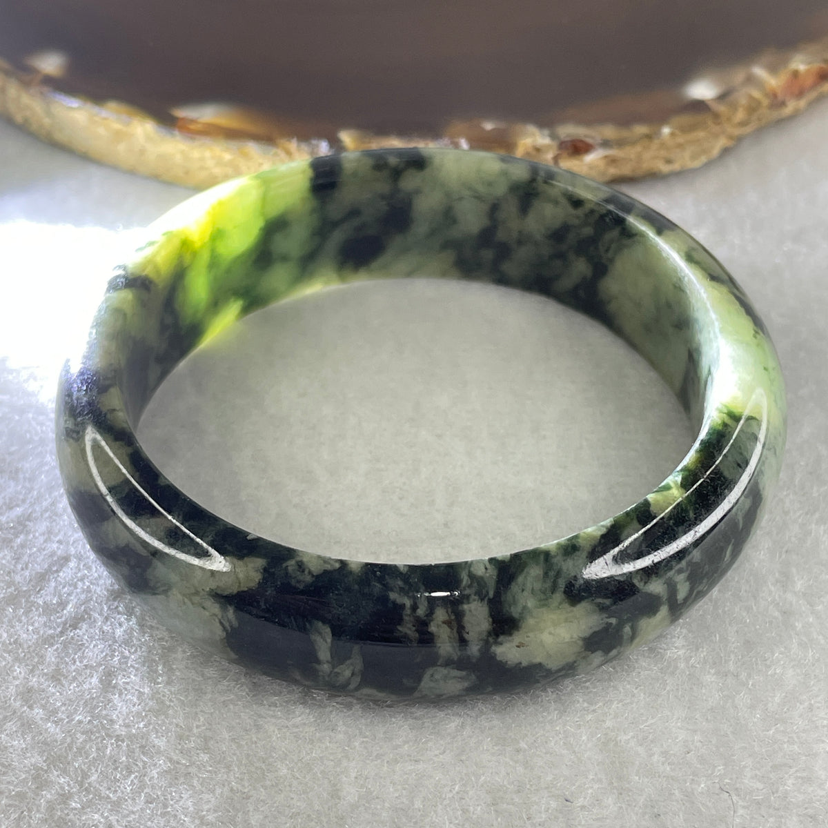 Natural Type A Wuji Black with Yellowish Green Jadeite Bangle | (56.38g | 55.1mm ID | 16.0 x 7.8mm | Close to Perfect | Yin-Yang Harmony & Sovereign Wealth Anchor, Feng Shui Protection & Statement Bangle) - Huangs Jadeite and Jewelry Pte Ltd