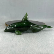 Natural Dark Green Serpentine Killer Whale Display 257.7g 154.5 by 71.6 by 62.5mm - Huangs Jadeite and Jewelry Pte Ltd