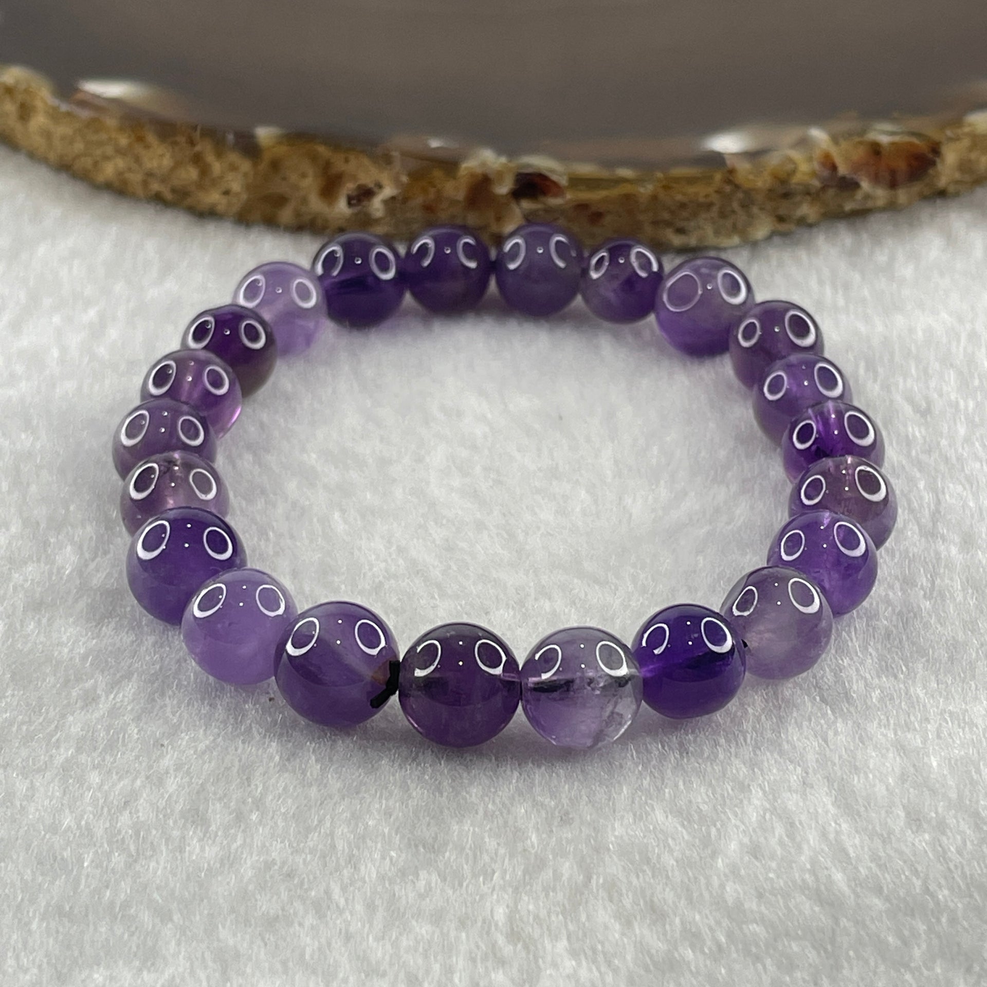 Natural Amethyst Quartz Beads Bracelet 17.90g 15cm 8.9mm 22 Beads - Huangs Jadeite and Jewelry Pte Ltd