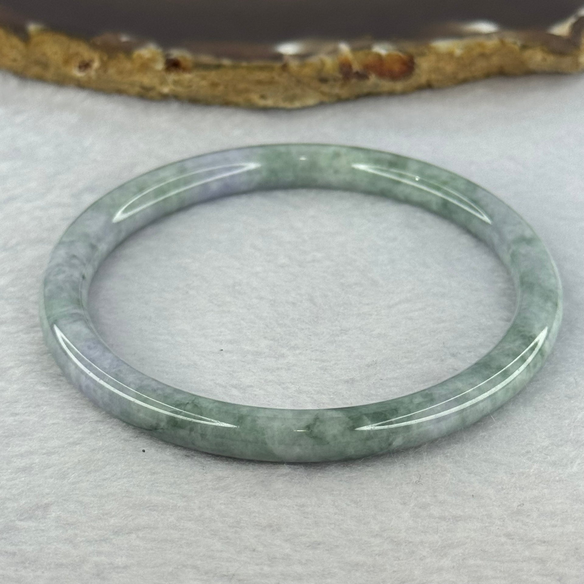 Type A Deep Lavender with Green Piao Hua Jadeite Bangle 22.69g Internal Diameter 59.4mm 6.5 by 7.2mm (Internal Line) - Huangs Jadeite and Jewelry Pte Ltd