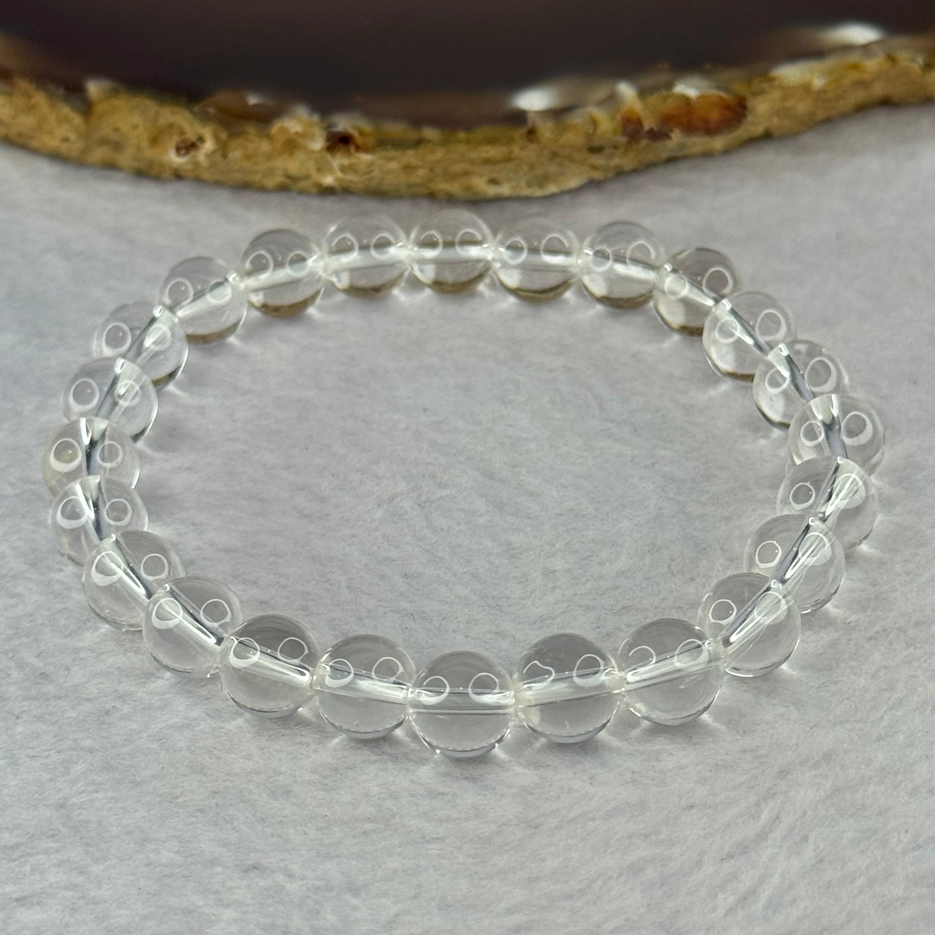 Natural Clear Quartz Bracelet 天然白水晶手链 18.71g 16.5cm 8.4mm 24 Beads - Huangs Jadeite and Jewelry Pte Ltd