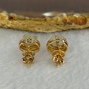 18K 750 Rose Gold Type A Icy Faint Lavender Green Cabochon Jadeite 8.2 by 7.3 by 4.5mm with Natural Diamonds Earrings Pair 3.76g - Huangs Jadeite and Jewelry Pte Ltd