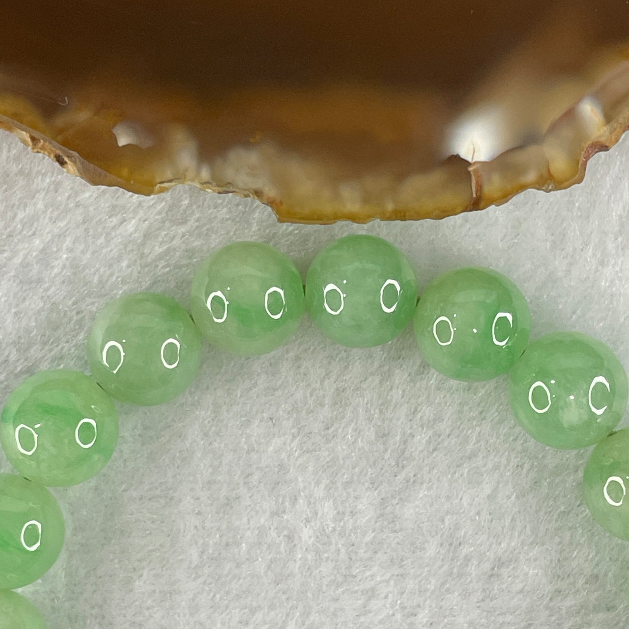 Type A Apple Green Jadeite Beads Bracelet 27.18g 14.5cm 9.3mm 20Beads