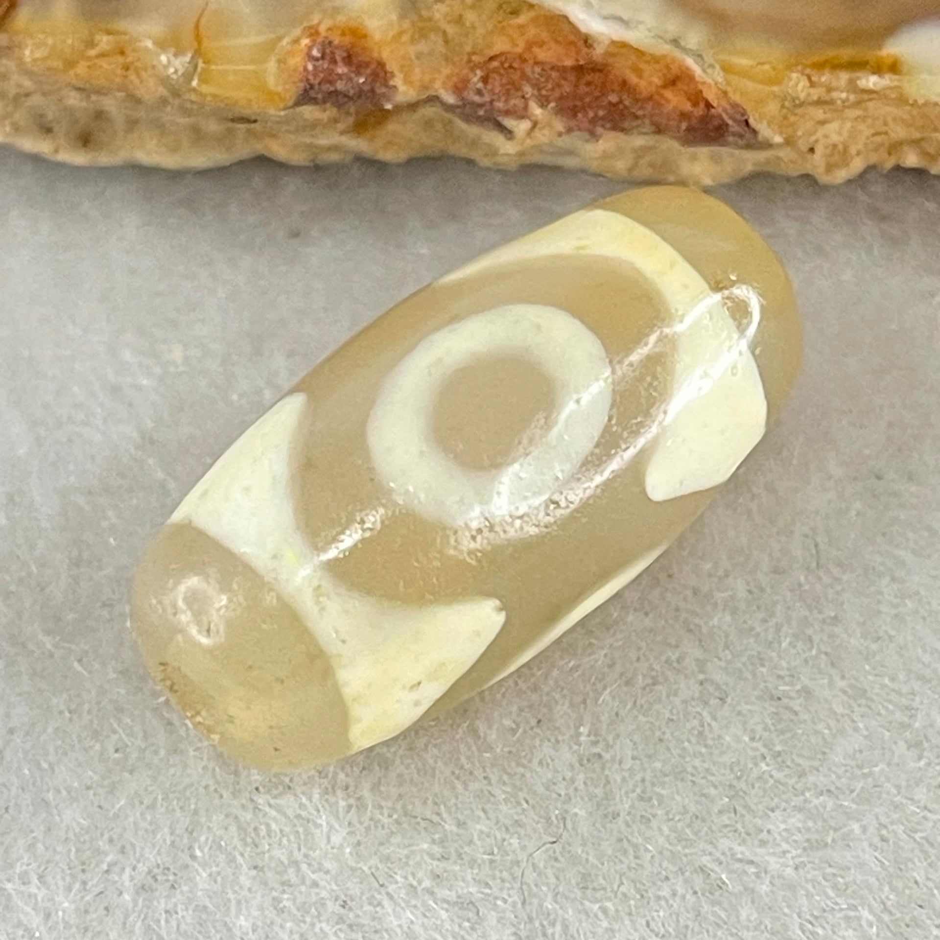 Natural Powerful Tibetan Old Oily Agate 3 Eyes Dzi Bead Heavenly Master (Tian Zhu) 三眼天诛 2.71g 20.1 by 9.8mm - Huangs Jadeite and Jewelry Pte Ltd
